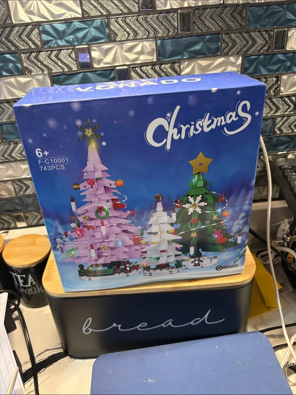 Christmas Tree Building Set — Pink & Green Holiday Blocks